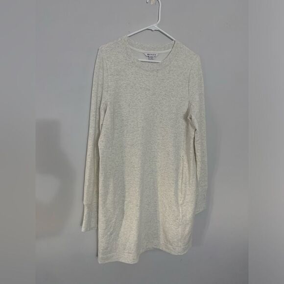 Athleta Coaster Luxe Sweatshirt Dress Long Sleeve Pockets Heather Gray Fog L - Picture 14 of 15